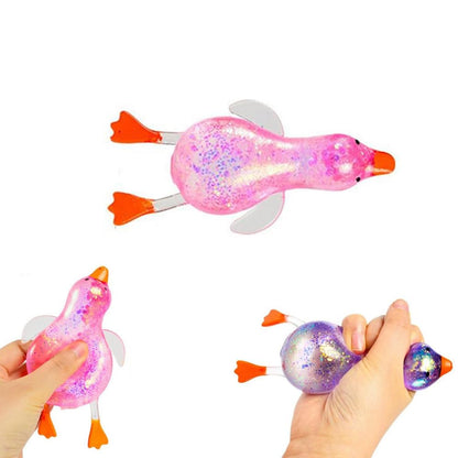 Glitter Duck Squeezes, Soft Cute Stress Relief Ball for Adults & Teens, Fun Decompression Duck Squishies Gift for Office Desk Party Favors Easter Basket Stuffer