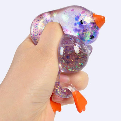 Glitter Duck Squeezes, Soft Cute Stress Relief Ball for Adults & Teens, Fun Decompression Duck Squishies Gift for Office Desk Party Favors Easter Basket Stuffer