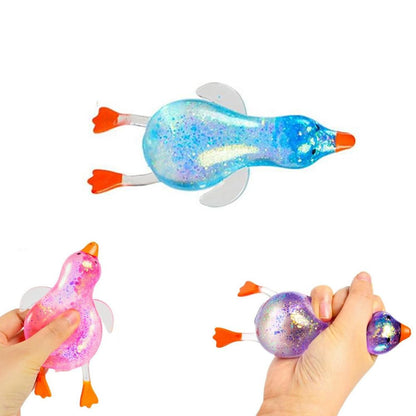 Glitter Duck Squeezes, Soft Cute Stress Relief Ball for Adults & Teens, Fun Decompression Duck Squishies Gift for Office Desk Party Favors Easter Basket Stuffer