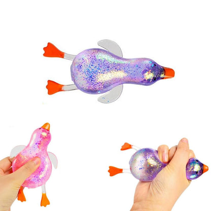 Glitter Duck Squeezes, Soft Cute Stress Relief Ball for Adults & Teens, Fun Decompression Duck Squishies Gift for Office Desk Party Favors Easter Basket Stuffer