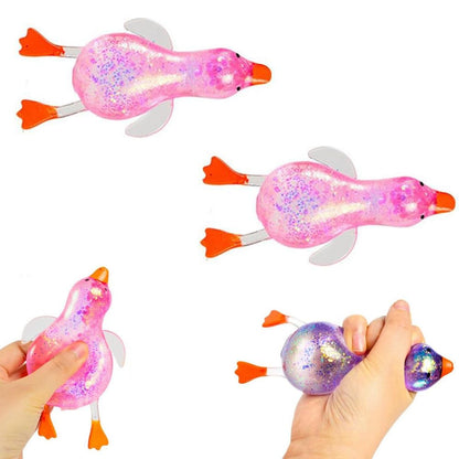Glitter Duck Squeezes, Soft Cute Stress Relief Ball for Adults & Teens, Fun Decompression Duck Squishies Gift for Office Desk Party Favors Easter Basket Stuffer