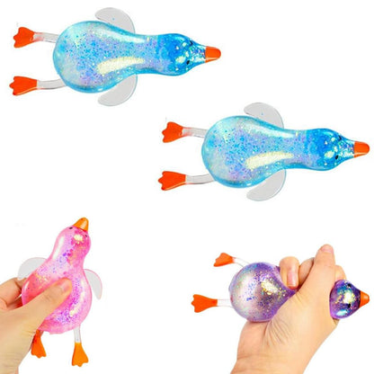 Glitter Duck Squeezes, Soft Cute Stress Relief Ball for Adults & Teens, Fun Decompression Duck Squishies Gift for Office Desk Party Favors Easter Basket Stuffer