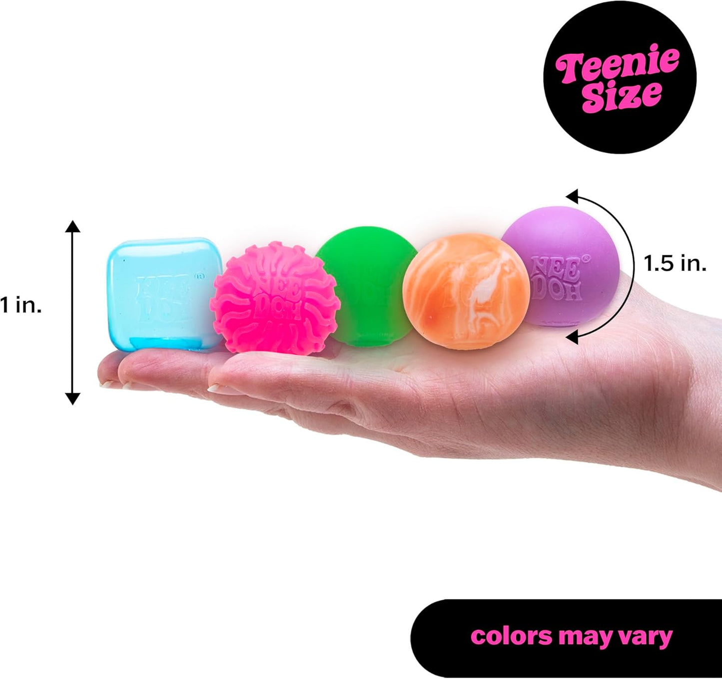 NeeDoh Teenie 10-Pack - 5 Styles of Teenie Squishies- Nice Ice Baby, Original, Swirl, Ripples, Glow - Ages 3 and Up - 10 Teenies Per Pack