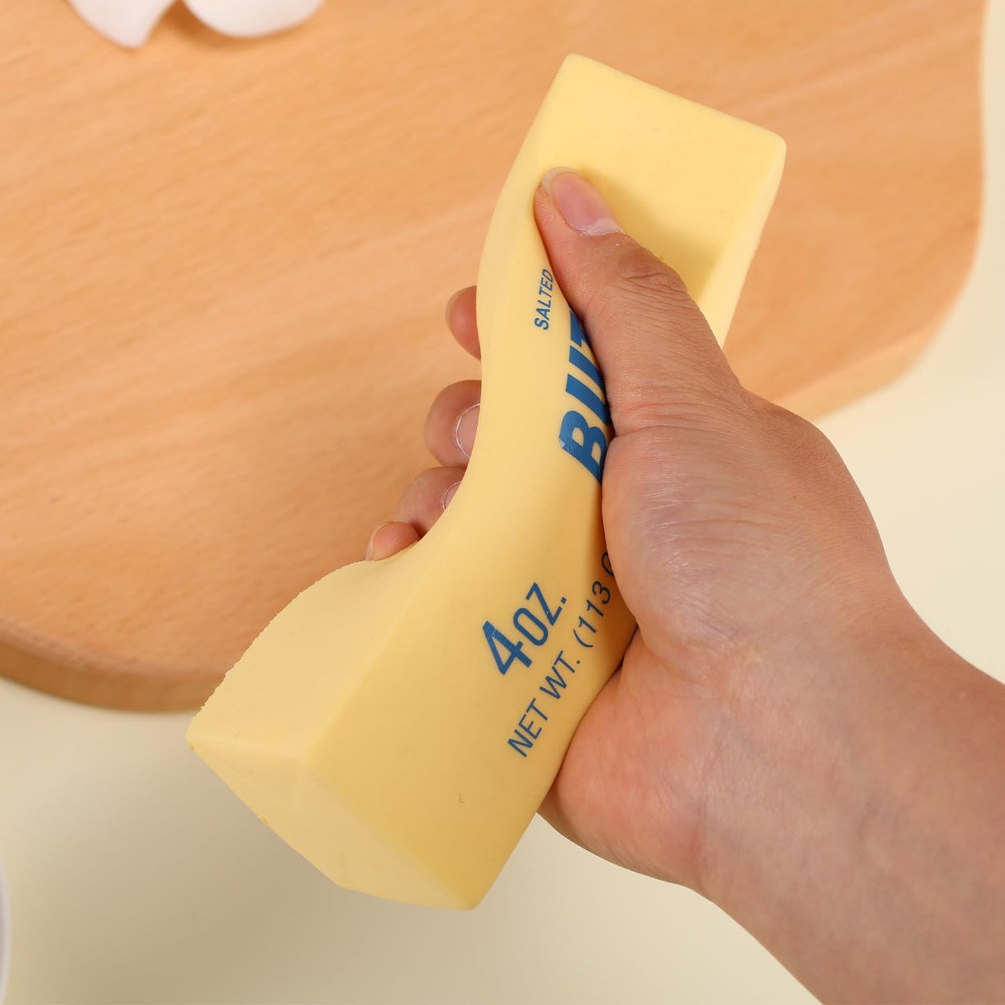 Butter Squeeze Squishy Toy, PU Material Butter Stick Slow Rising Squeeze Food Fidget Toy for Office School (Light Yellow)