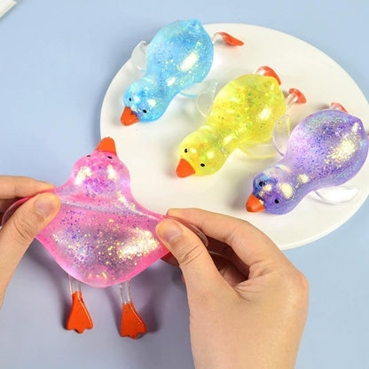 Glitter Duck Squeezes, Soft Cute Stress Relief Ball for Adults & Teens, Fun Decompression Duck Squishies Gift for Office Desk Party Favors Easter Basket Stuffer