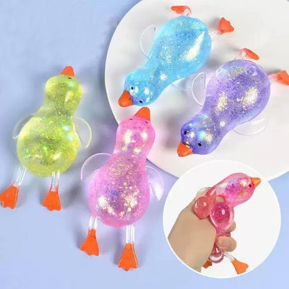 Glitter Duck Squeezes, Soft Cute Stress Relief Ball for Adults & Teens, Fun Decompression Duck Squishies Gift for Office Desk Party Favors Easter Basket Stuffer