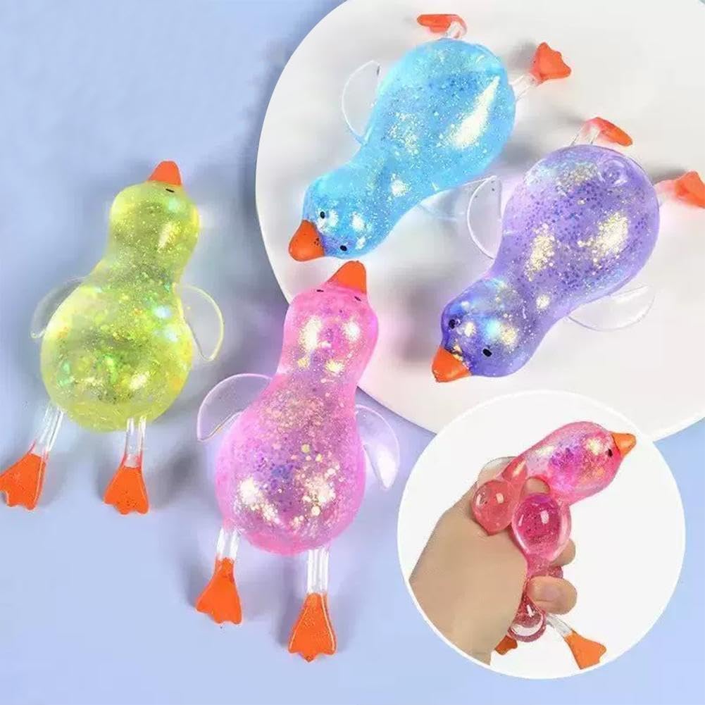 Glitter Duck Squeezes, Soft Cute Stress Relief Ball for Adults & Teens, Fun Decompression Duck Squishies Gift for Office Desk Party Favors Easter Basket Stuffer