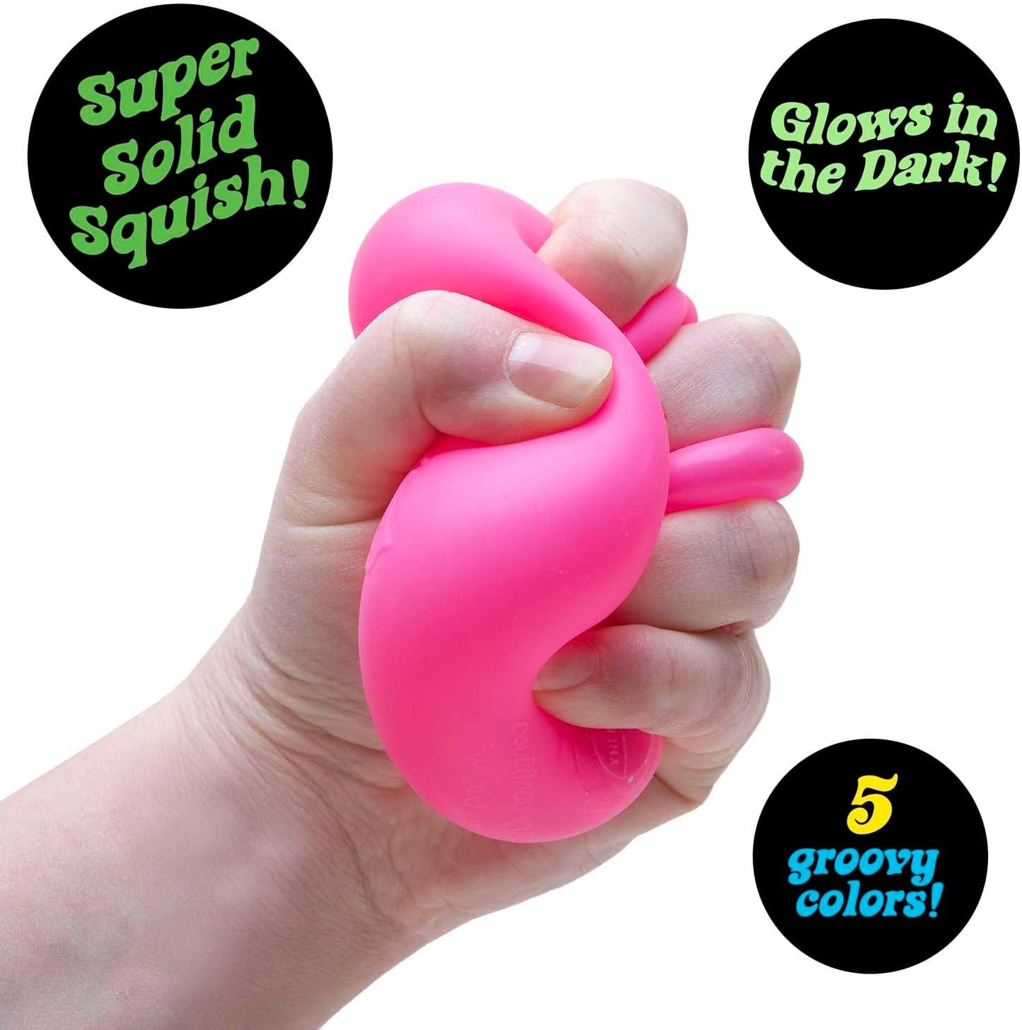 Schylling NeeDoh Nice Cube Glow - Squeeze Toy with a Super Solid Squish - Glows in The Dark - 2.25" Cube - Color May Vary (Pack of 1)