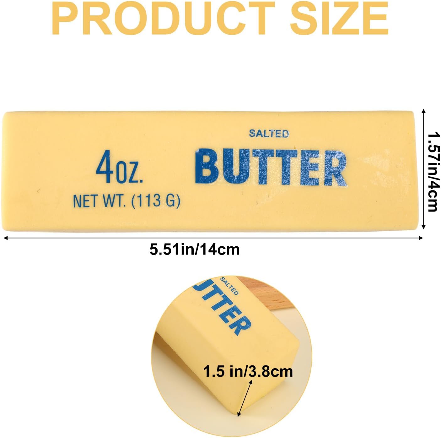 Butter Squeeze Squishy Toy, PU Material Butter Stick Slow Rising Squeeze Food Fidget Toy for Office School (Light Yellow)