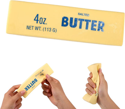 Butter Squeeze Squishy Toy, PU Material Butter Stick Slow Rising Squeeze Food Fidget Toy for Office School (Light Yellow)