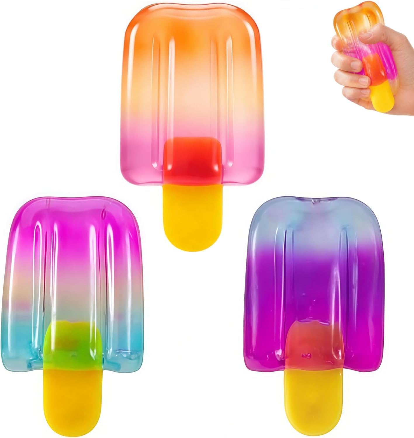 Ice Cream Squeeze Stress Relief Toy, Summer Sensory Stress Reduction, Anxiety Relief, Suitable for Everyone, Pack of 3