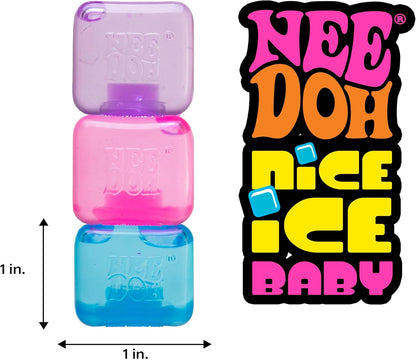 Schylling NeeDoh Nice Ice Baby 4 Pack - Sensory Squeeze Toy - 1.5" Cube - Colors May Vary