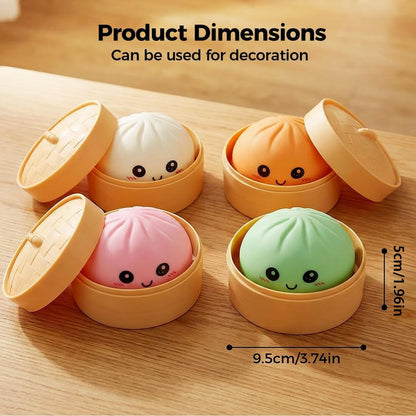 Dumpling Squishies Toy, Giant Glitter Dumpling, Colorful Dumplings Stress Balls Fidget Sensory Toy,Soft Squeeze Decompression Dough with Food Steamer, Stretchy Desk Toys (Purple)