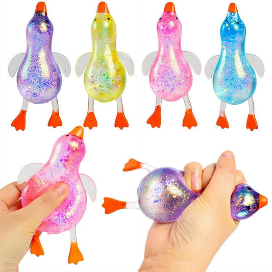 Glitter Duck Squeezes, Soft Cute Stress Relief Ball for Adults & Teens, Fun Decompression Duck Squishies Gift for Office Desk Party Favors Easter Basket Stuffer