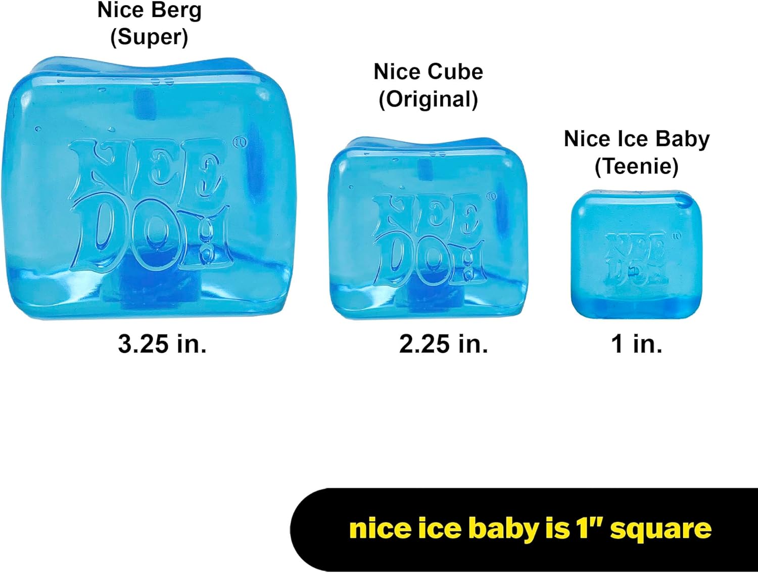 Schylling NeeDoh Nice Ice Baby 4 Pack - Sensory Squeeze Toy - 1.5" Cube - Colors May Vary
