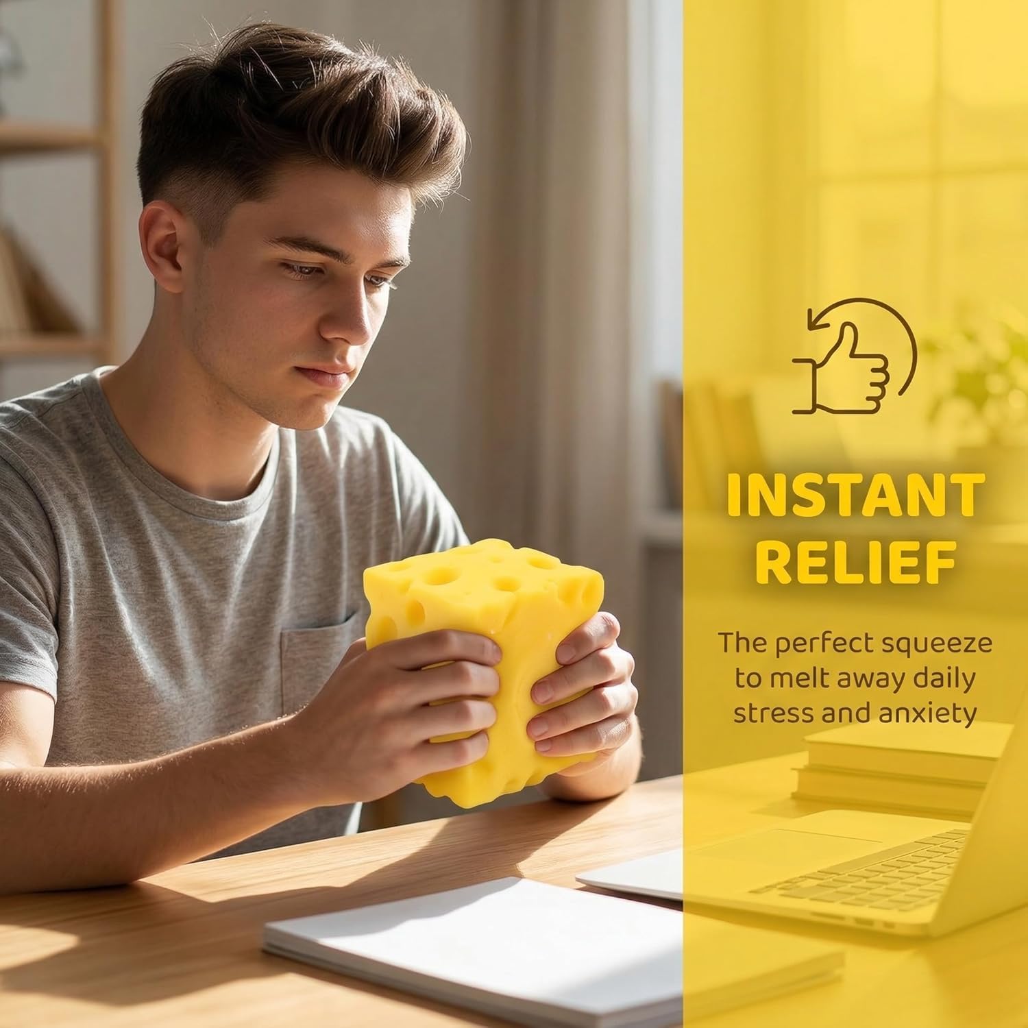 10cm Giant Cheese Squishy Toy,Slow-Rebound Shapeable Squeeze Ball, Realistic Sensory Fidget Toy,Sensory Fidget Toy for Stress Relief, Anxiety Relief Gift for Adults