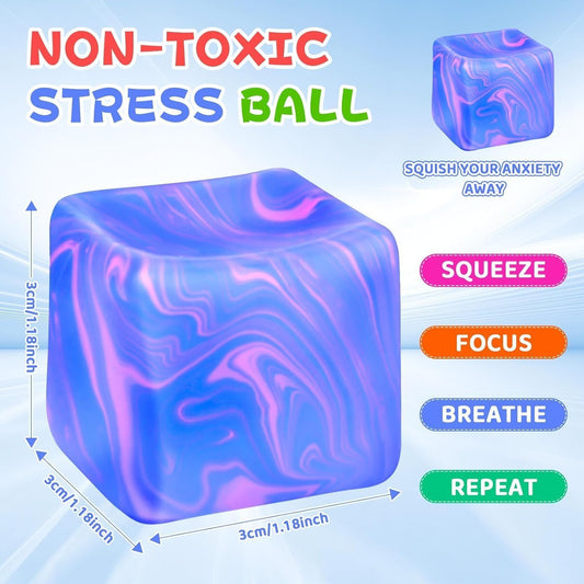 4Pcs Needoh-Nice Squishy Cube, Ice Cube Stress Relief Fidget Toys, Squeeze Doh Cube Squishy Fidget Toys for Kids Adults, Sensory Stress Balls for Autism Anxiety Relief (small)