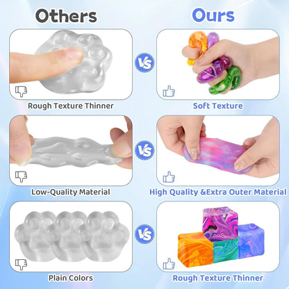 4Pcs Needoh-Nice Squishy Cube, Ice Cube Stress Relief Fidget Toys, Squeeze Doh Cube Squishy Fidget Toys for Kids Adults, Sensory Stress Balls for Autism Anxiety Relief (small)