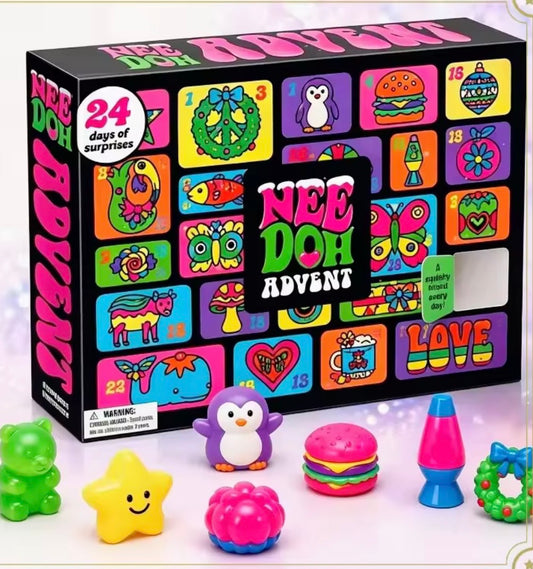 Schylling NeeDoh Squishmas Advent Calendar - 24 Mini Squeeze Toys - Christmas Countdown