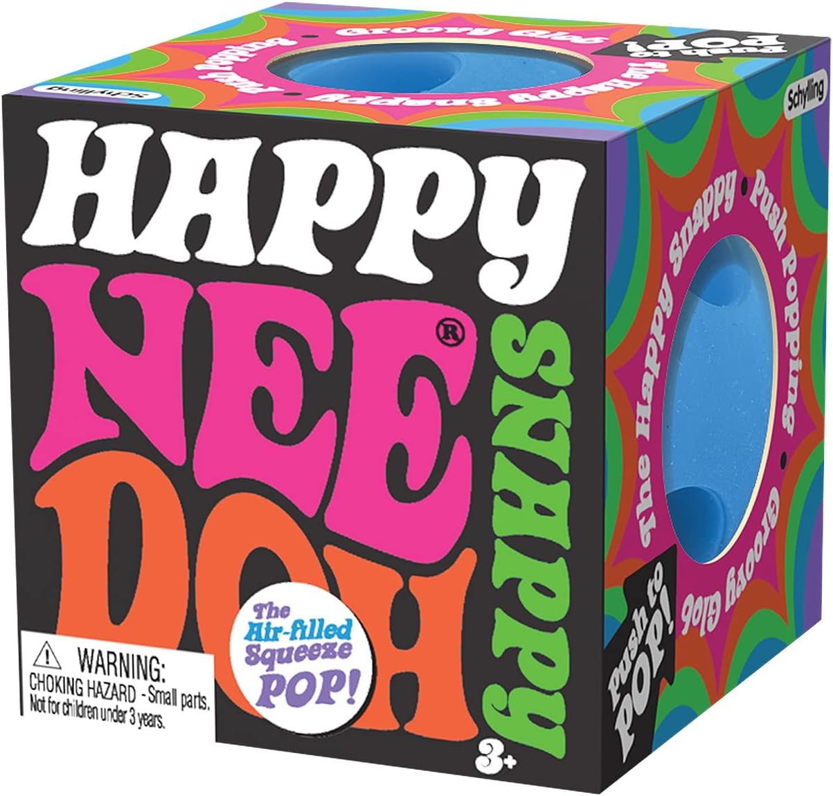 Box of Happy Nee Doh with colorful design and text